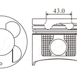 Piston & Pin Set NISSAN YD25DDTI 43.0MM BOWL 4DP2031-0.50 - Nason