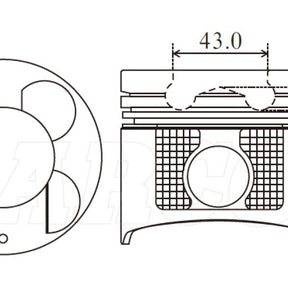 Piston & Pin Set NISSAN YD25DDTI 43.0MM BOWL 4DP2031-STD - NASON
