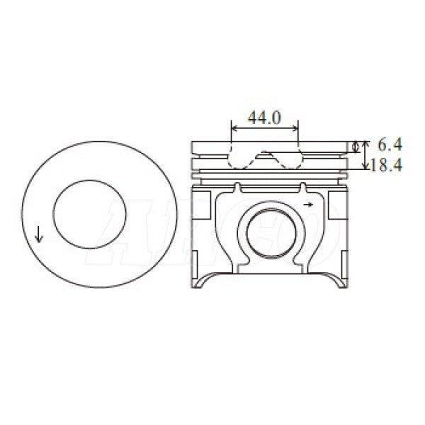 Piston & Ring Set FORD 74Kw D25T TURBO 4MKRY8103-0.65 - NASON