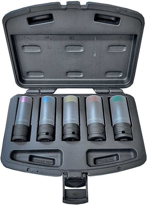 5 Piece 1/2” DR Thin Wall Deep Impact 85mm Mag Wheel Socket Set - PKTool