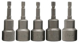 5 Pieces Magnetic 1/4" DR Socket/Drill Nut Driver Set - PKTool | Universal Auto Spares