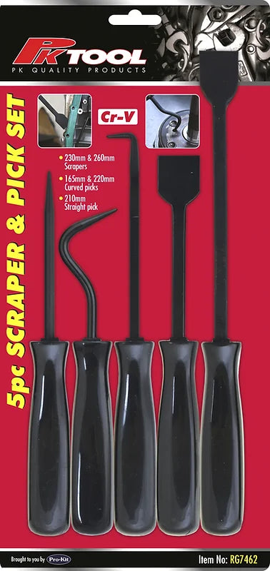 5 Pieces Scraper, Curved Picks, Straight Pick & Pick Set - PKTool | Universal Auto Spares
