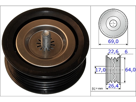 Deflection/Guide Pulley V-Ribbed Belt 532067110 - INA