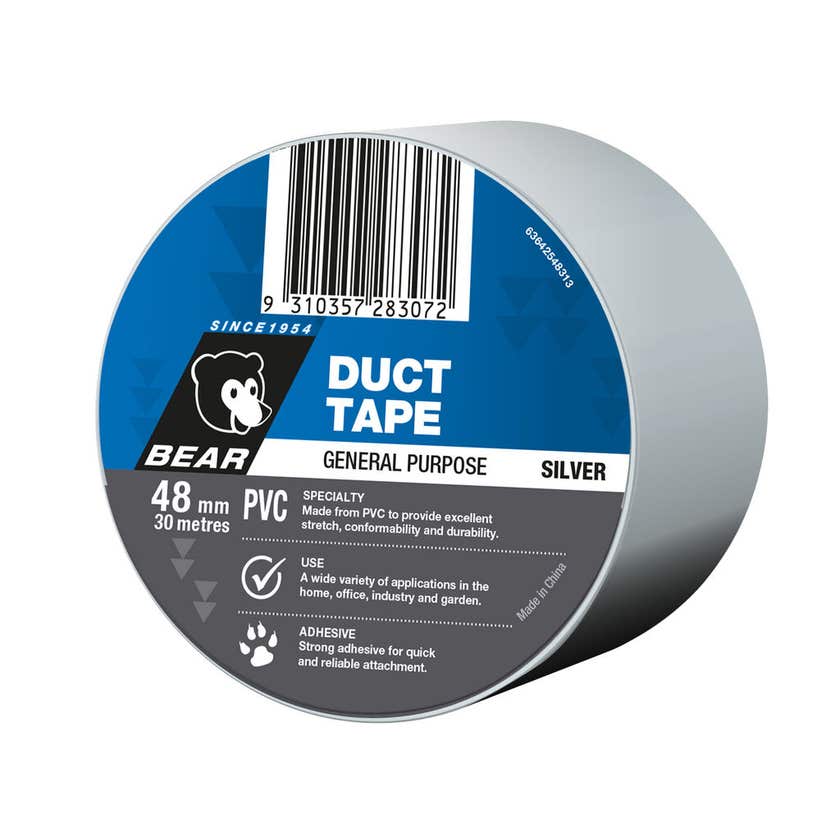 PVC Duct Tape Silver 48mm x 30m - BEAR | Universal Auto Spares