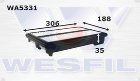 Air Filter A1823 Fits Honda WA5331 - Wesfil