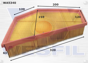 Air Filter A1816 Fits Volvo WA5340 - Wesfil