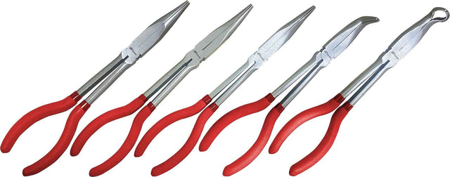 5pc Hose & Long Reach Plier Set - Straight, 30o, 45o, 90o & 1/2'' Hose Plier - PKTool