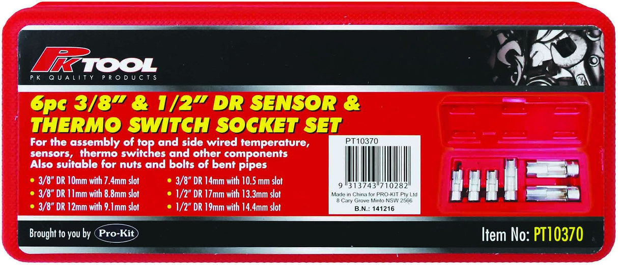 6 Piece 3/8” & 1/2” Temp & Thermo Switch Socket Set - PKTool | Universal Auto Spares