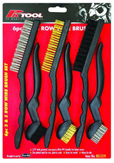 6 Piece Wire Brush Set 22cm & 17cm Steel, Nylon & Brass - PKTool