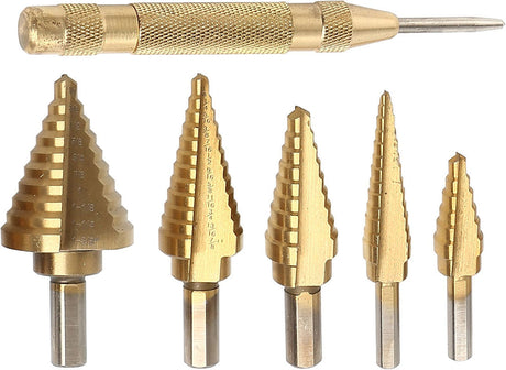 6 Pieces Step Drill Bit & Automatic Centre Punch Set - PKTool | Universal Auto Spares