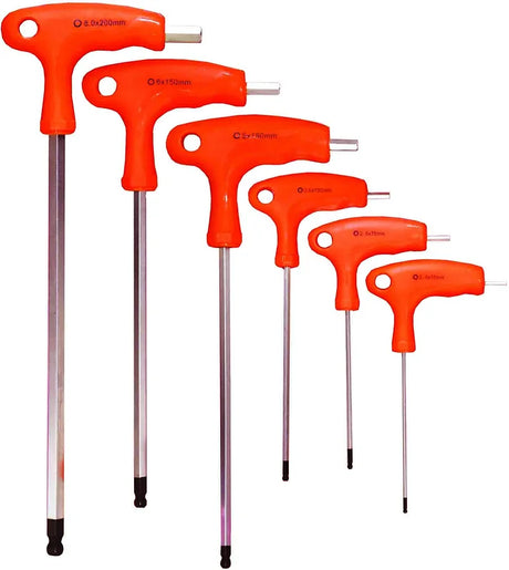 6 Pieces T-Handle Ball End Hex Key Set Ergonomically Designed - PKTool | Universal Auto Spares