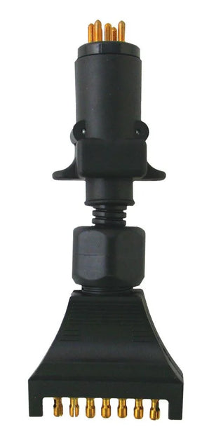 6 Pin Round To 7 Pin Flat Trailer Adaptor, Brass Terminals - LoadMaster