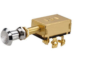 Chrome Brass Push Pull Switch On/On/Off 15A @ 12V - Narva