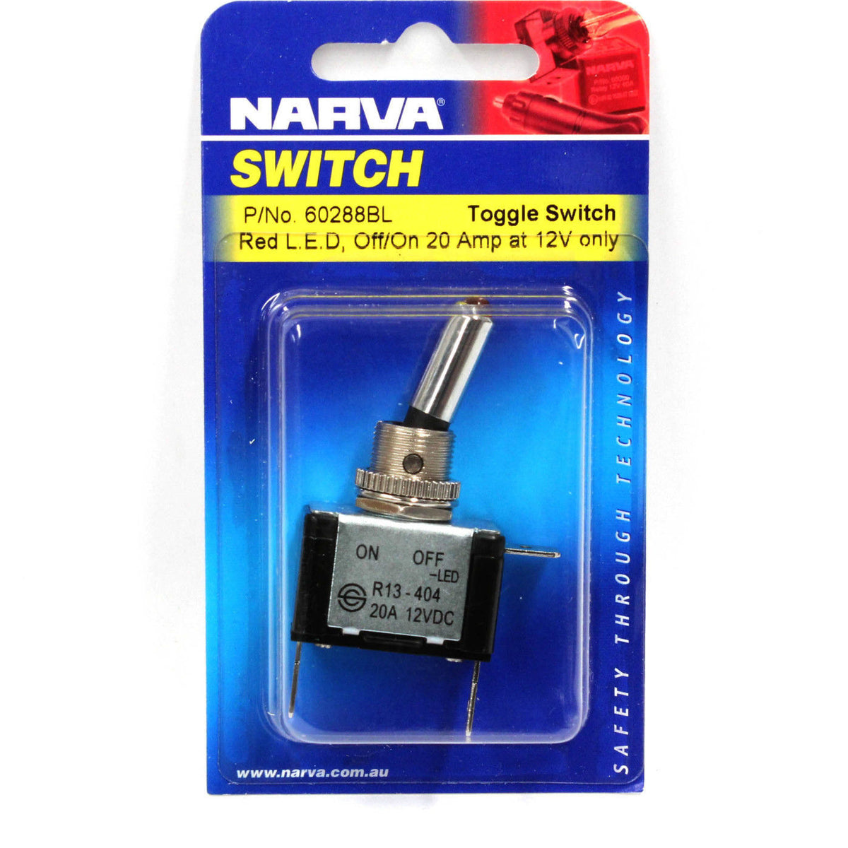 Off On Toggle Switch With Red Led 20 Amp 12 Volt Mount Hole 12mm - Nar ...