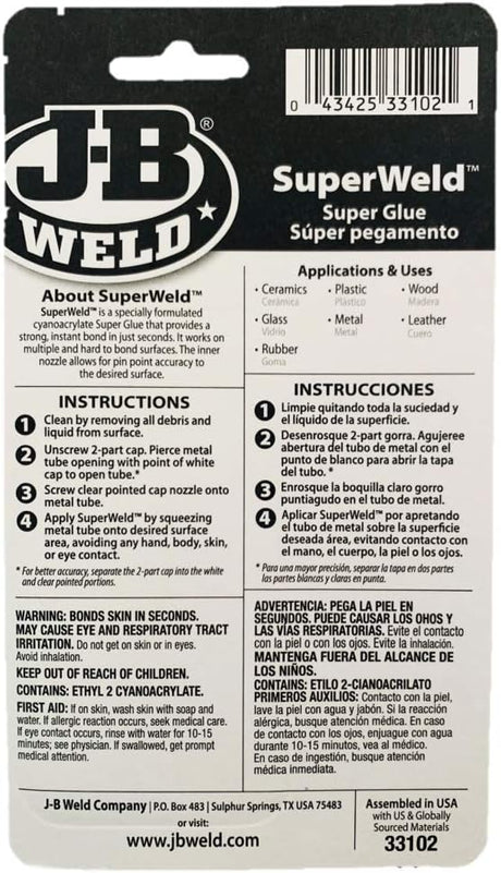 Super Weld Instant Adhesive 2 Pieces - J-B Weld | Universal Auto Spares