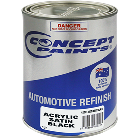 Acrylic Satin Black 1 Litre Automotive Refinish - Concept Paints | Universal Auto Spares