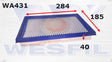 Air Filter A431 Fits Ford WA431 - Wesfil