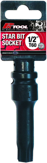 6PT 1/2” DR SNCM Steel 78mm Impact Star Bits Socket T60 - PKTool
