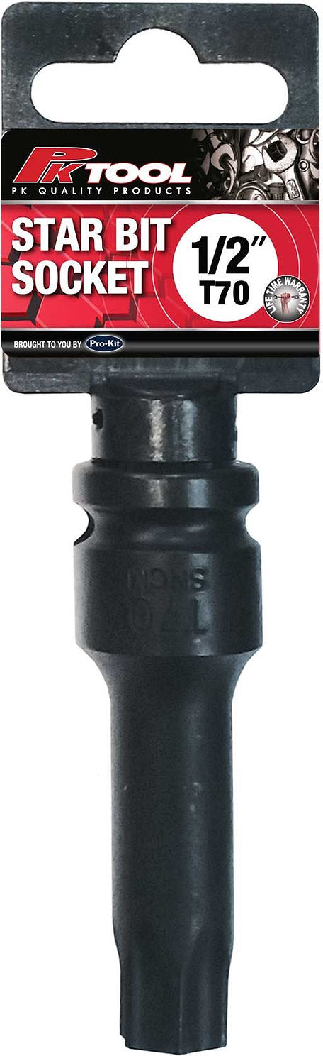 6PT 1/2” DR SNCM Steel 78mm Impact Star Bits Socket T70 - PKTool | Universal Auto Spares