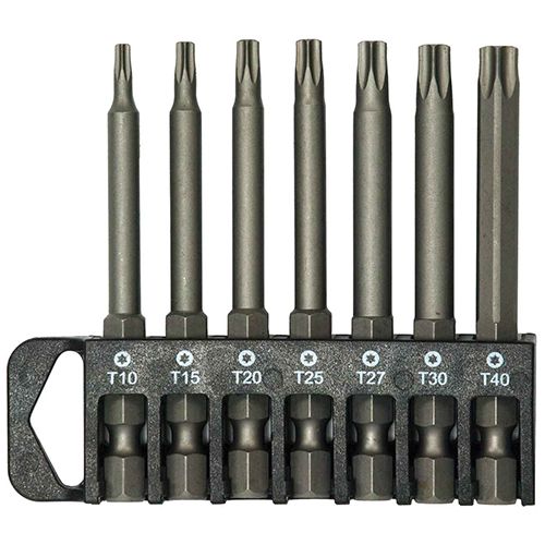 7 Piece 1/4” Hex 70mm Power Bit Tamper Star Bits Set - PKTool | Universal Auto Spares