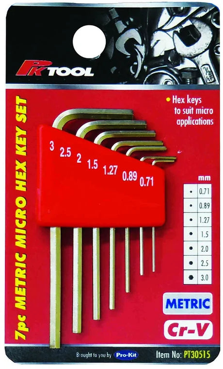 7 Pieces CR-V Metric Micro Hex Key Set - PKTool | Universal Auto Spares