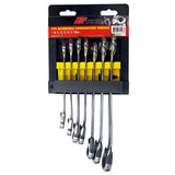 7 Pieces Metric Reversible CR-V Ratchet Combination Spanner Set - PKTool