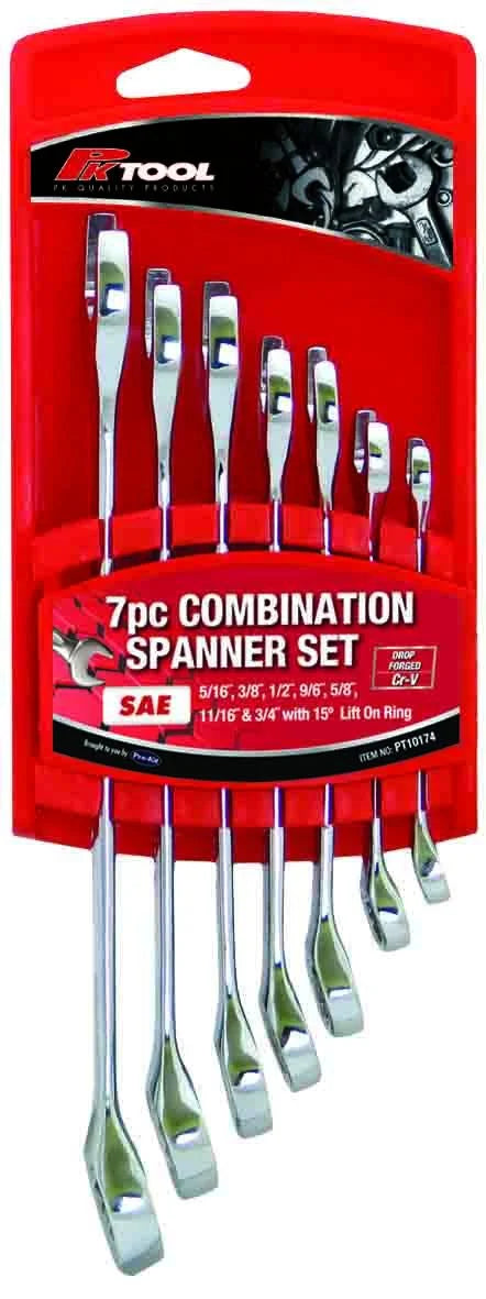 7 Pieces SAE Or Metric CR-V Combination Spanner Set - PKTool | Universal Auto Spares