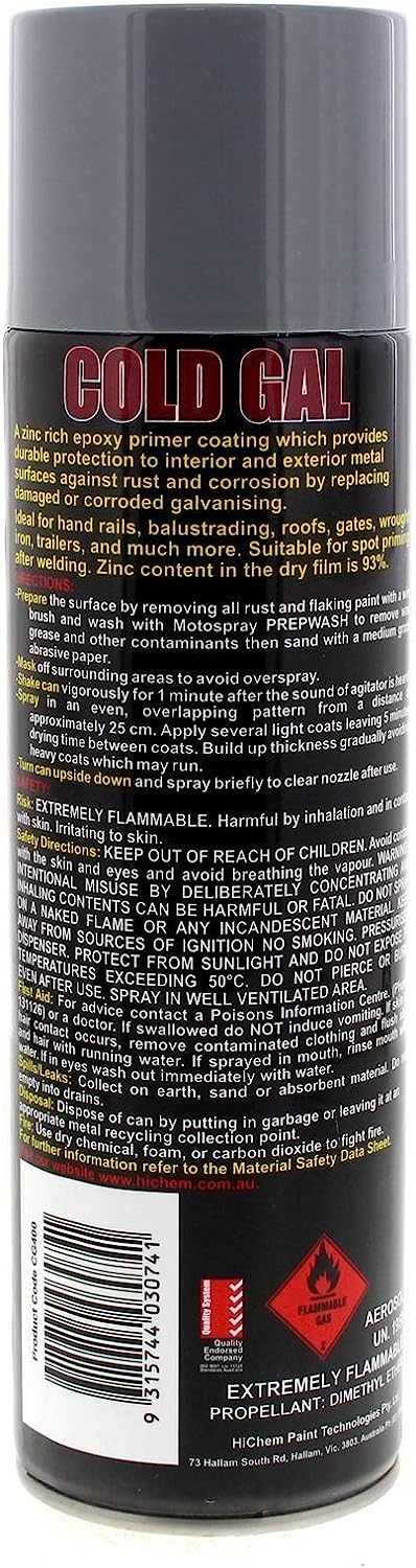 Cold Gal Spray Can Extremely Durable Epoxy Resin Long Protection 400g - HiChem | Universal Auto Spares