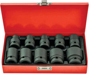 10 Piece 1/2” Drive 6pt Metric CR-V Low Profile Impact Socket Set - PKTool