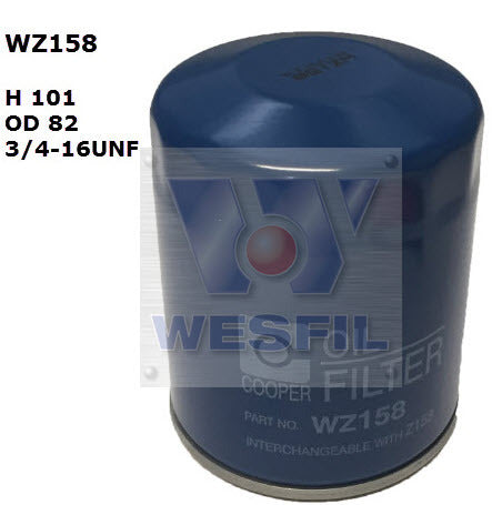 Oil Filter Z158 Fits Holden/Toyota WZ158 - Wesfil | Universal Auto Spares