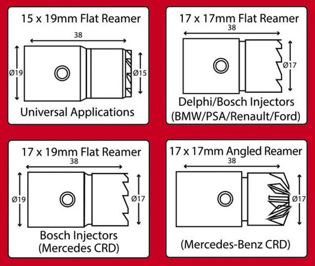 8 Pieces Diesel Injector Seat Cutter Set - PKTool