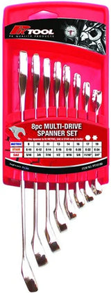 8 Pieces Metric, SAE & Torx Multi Drive CR-V Combination Spanner Set - PKTool | Universal Auto Spares