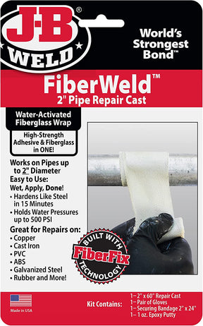 Fiber Weld 2" Pipe Repair Cast Fiberglass Pipe Repair Cast 5cm * 152cm - J-B Weld