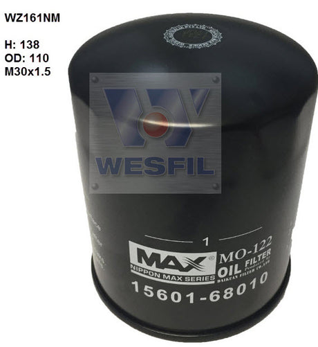 Oil Filter Z161 Fits Toyota WZ161NM - Wesfil | Universal Auto Spares