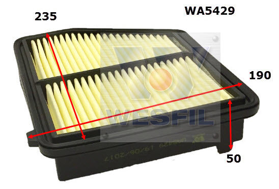 Air Filter A1997 Fits Honda WA5429 - Wesfil | Universal Auto Spares