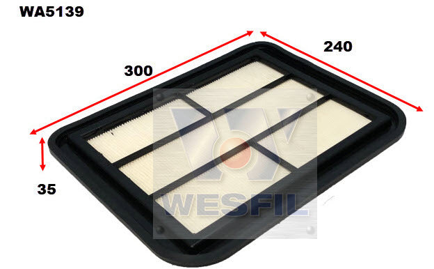 Air Filter A1553 Fits Ford WA5139 - Wesfil