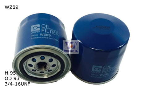 Oil Filter Z89A Multiple Applications Alfa/Audi/Chrysler/Daihatsu/Fiat/Ford/Jeep/Lada/Landrover/Peugeot/Renault/Saab/Toyota/VW/Volvo WZ89A - Cooper
