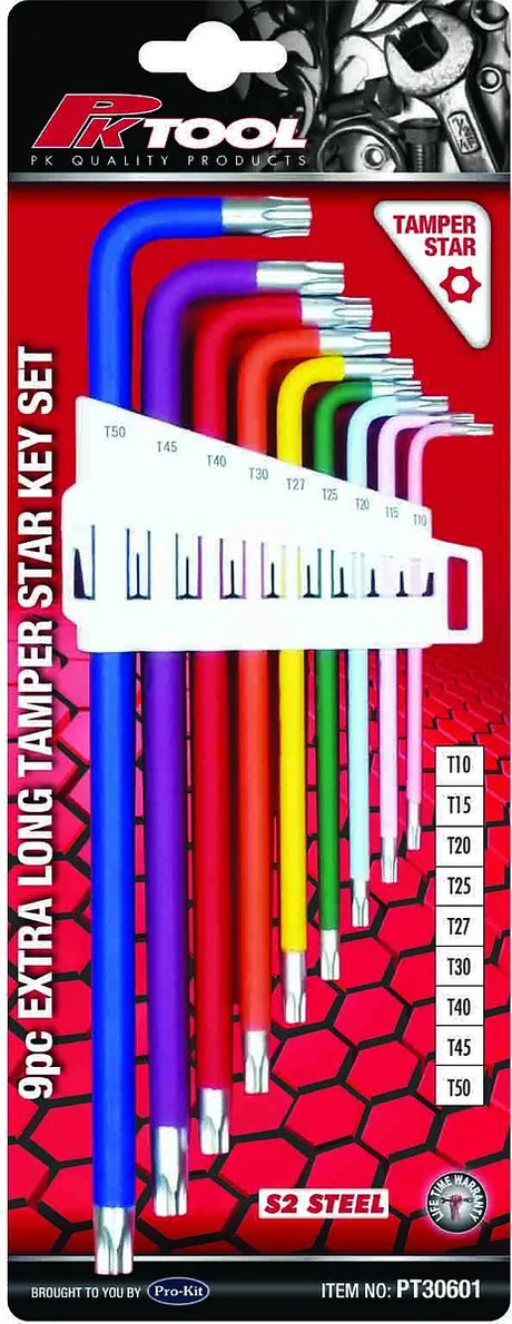 9 Pieces Extra Long Star Tamper Star Key Set High Level Torque - PKTool | Universal Auto Spares