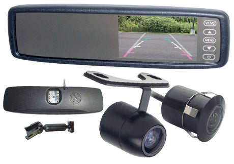 CLIP ON REPLACEMENT 4.3” MIRROR MONITOR - WITH BUTTERFLY/FLUSH MOUNT CAMERA - Command Parking Systems