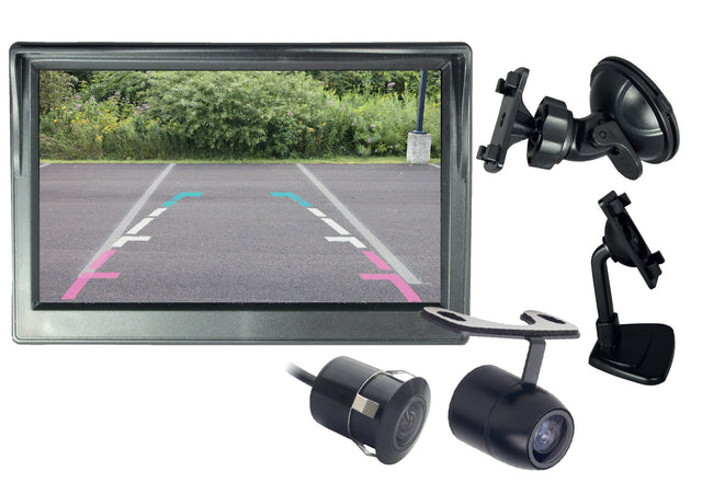5” DUAL MOUNT DASH OR SUCTION CUP MOUNT MONITOR - WITH BUTTERFLY/FLUSH MOUNT CAMERA - Command Parking Systems
