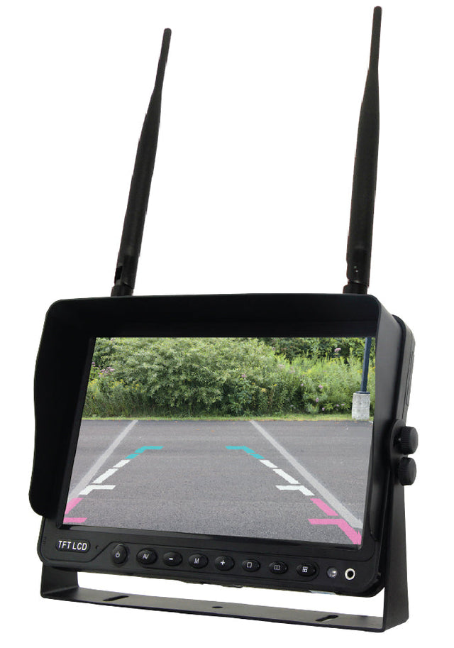 HEAVY DUTY 7" QUAD INPUT WIRELESS MONITOR - WITH 120º CCD BOX WIRELESS CAMERA - Command Parking Systems