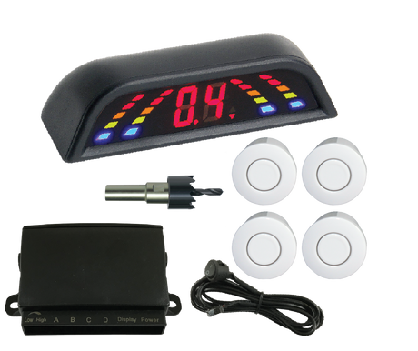 REVERSING SENSOR KIT - WHITE SENSORS & DISPLAY - Command Parking Systems