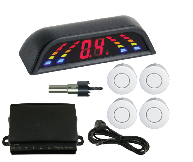 REVERSING SENSOR KIT - WHITE SENSORS & DISPLAY - Command Parking Systems