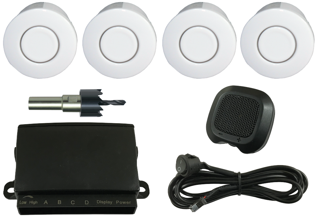 REVERSING SENSOR KIT - WHITE SENSORS & BUZZER - Command Parking Systems