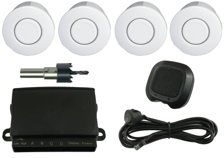 REVERSING SENSOR KIT - WHITE SENSORS & BUZZER - Command Parking Systems