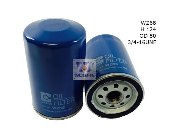 Oil Filter Z68 Fits Chev/Daihatsu/Toyota WZ68 - Wesfil | Universal Auto Spares