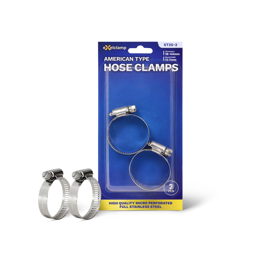 American Type Hose Clamps 19MM-44MM (2PCS) ST20-2 - Exelclamp