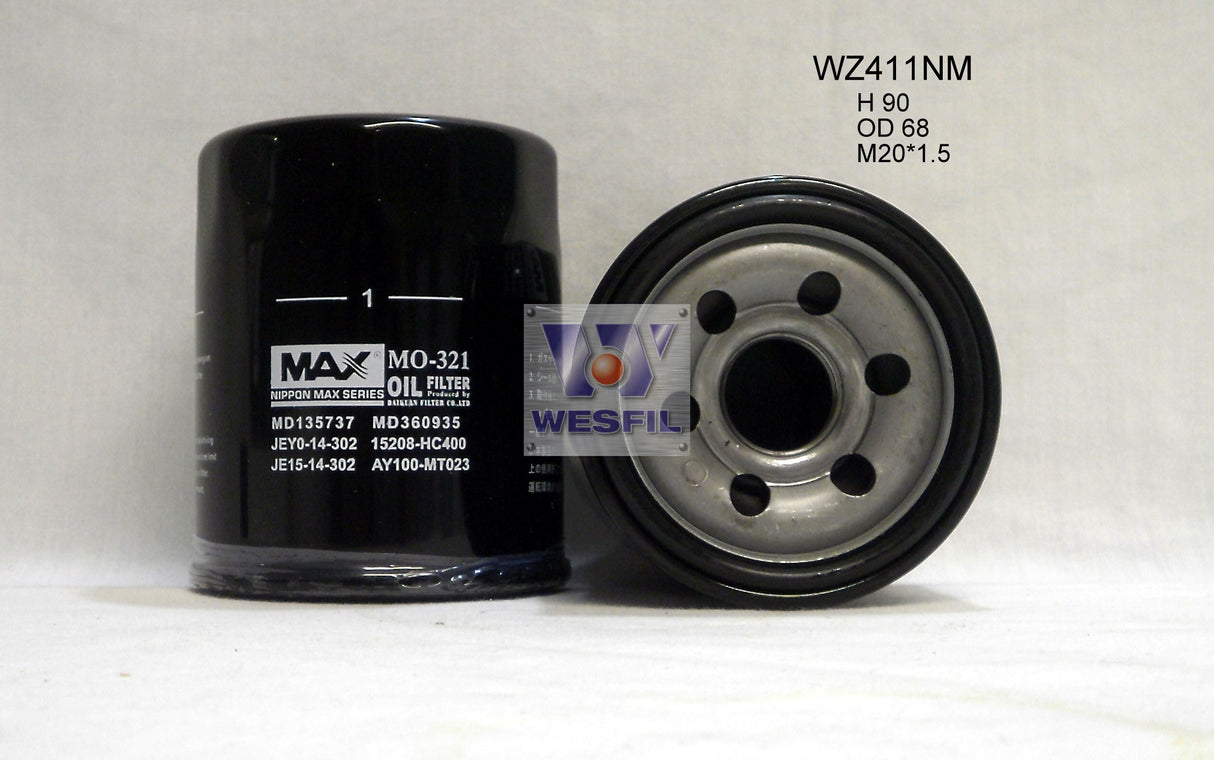 Oil Filter Z411 Fits Eunos/Ford/Mazda/Mitsubishi/Proton WZ411NM - Wesfil