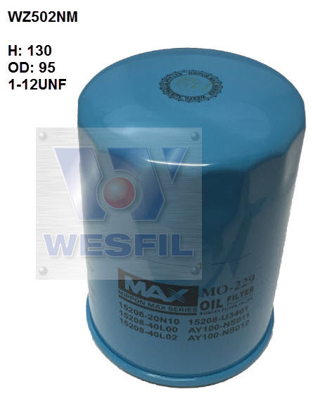 Oil Filter Z502/Z416 Fits Nissan WZ502NM - Wesfil | Universal Auto Spares