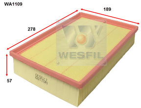 Air Filter A1595 Fits Ssangyong WA1109 - Wesfil